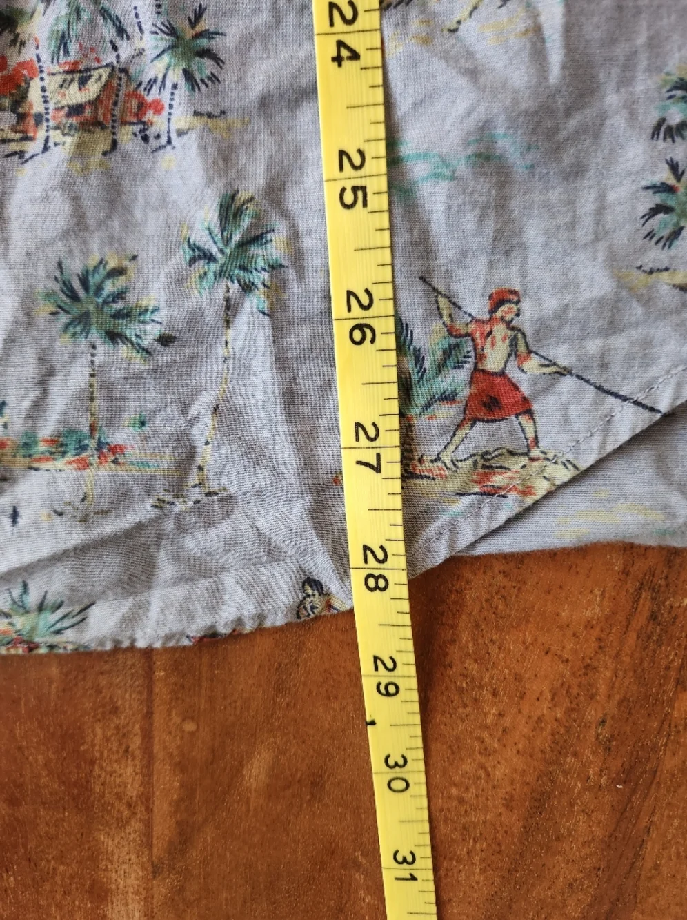 J. Crew Lightweight Light Blue Chambray Shirt with Multicolor Tropical Print M